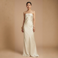 Premium Satin Silk Strapless Evening Gown - AM06