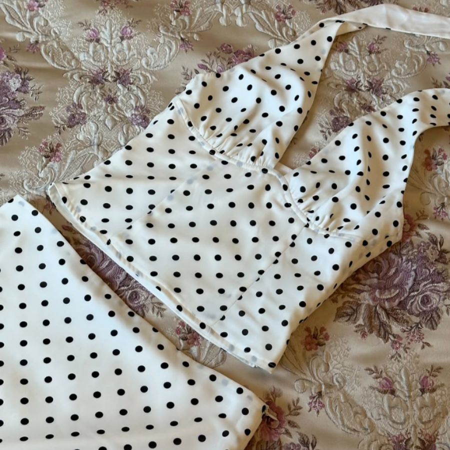 PREMIUM POLKA DOT HALTER TOP & SKIRT SET - AS02 - Image 5