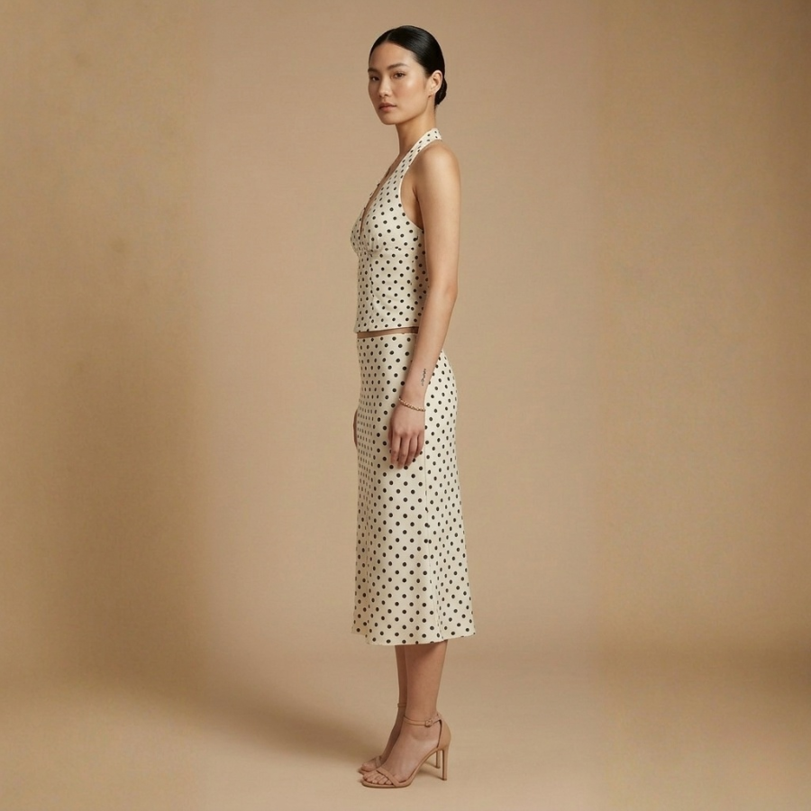 PREMIUM POLKA DOT HALTER TOP & SKIRT SET - AS02 - Image 4
