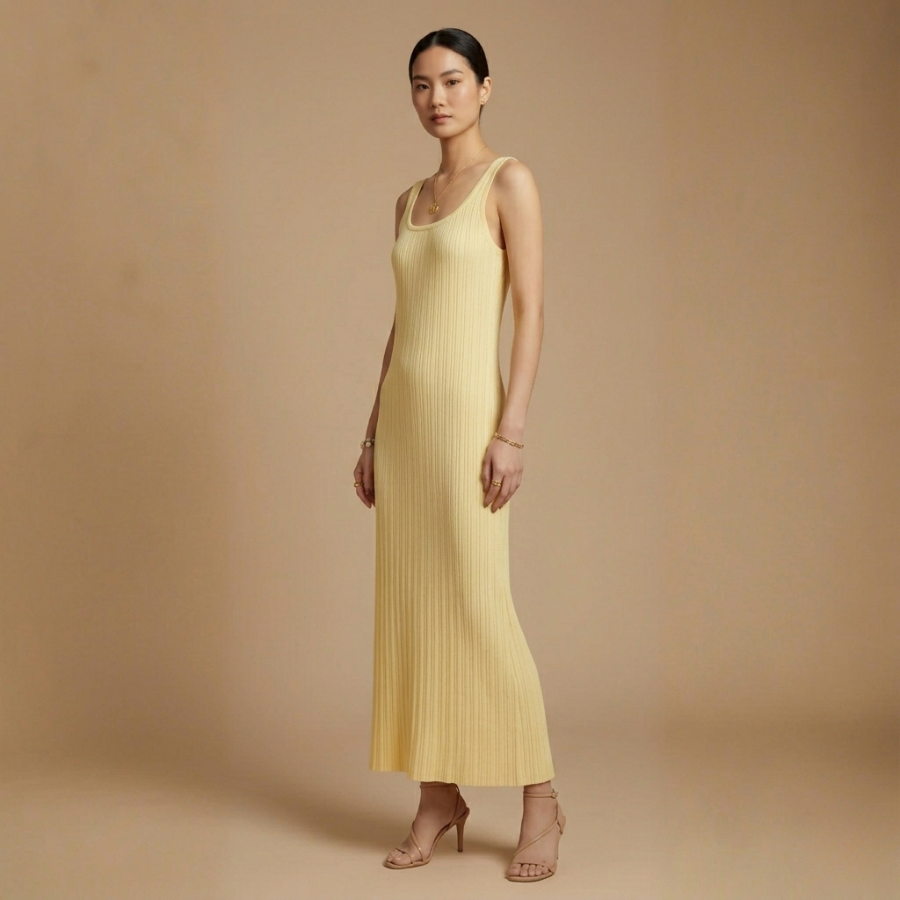 Sleeveless Solid Color Summer Knit Dress - Image 8