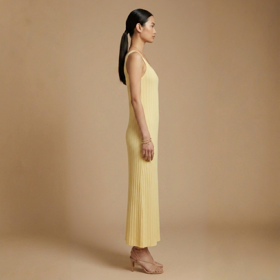 Sleeveless Solid Color Summer Knit Dress - Image 7