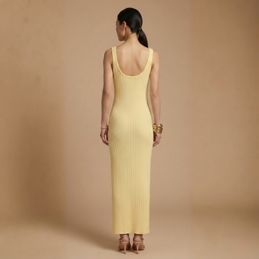 Sleeveless Solid Color Summer Knit Dress - Image 6