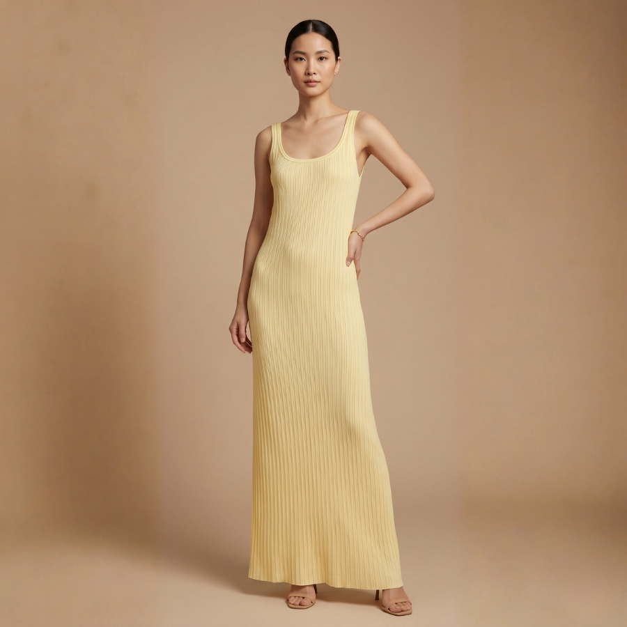 Sleeveless Solid Color Summer Knit Dress