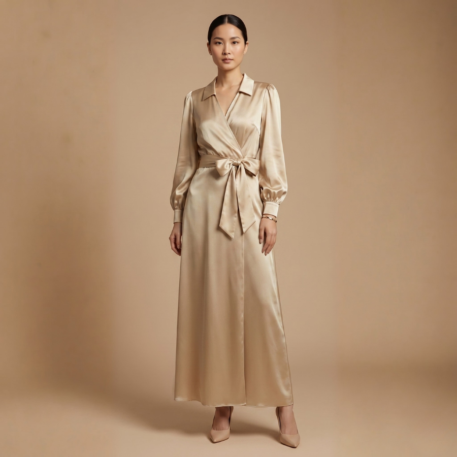 LUXURY SILK WAIST-TIE DRESS - Image 10