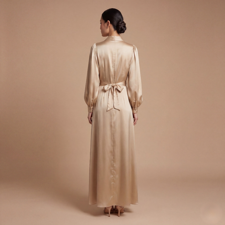 LUXURY SILK WAIST-TIE DRESS - Image 9