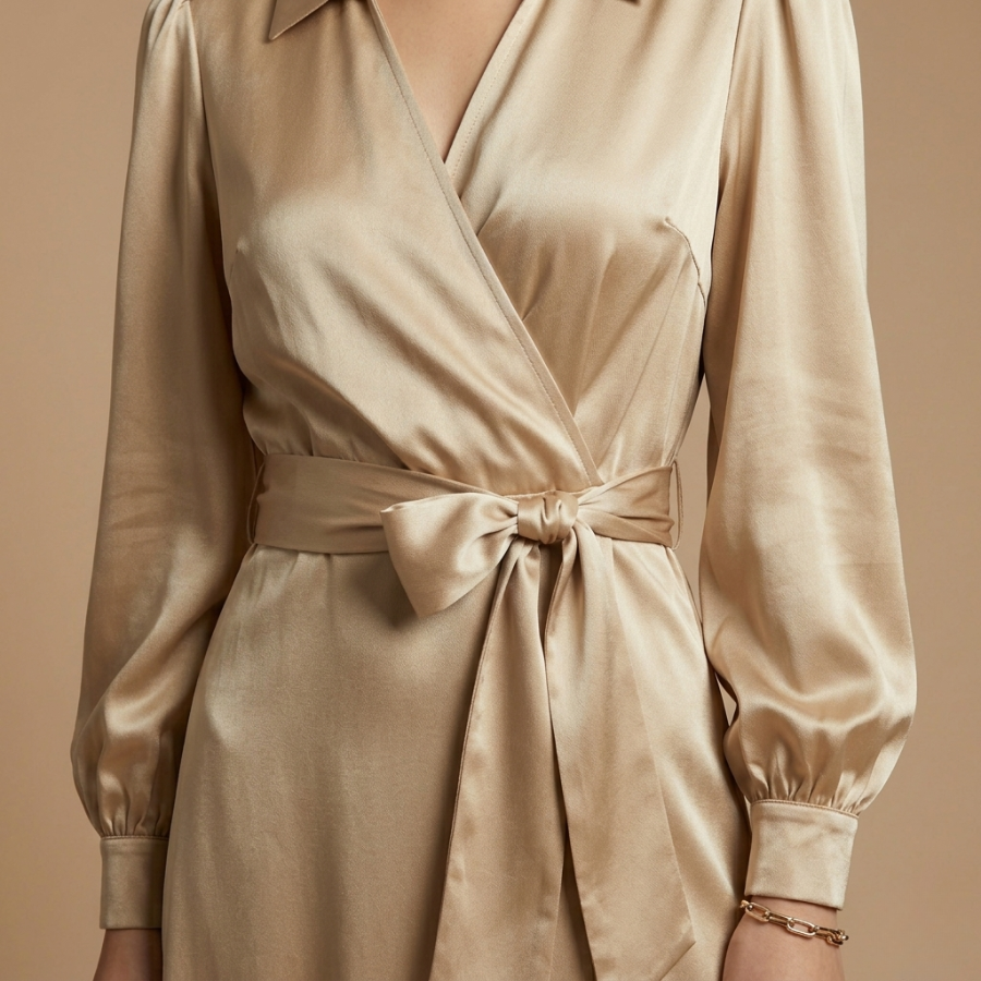 LUXURY SILK WAIST-TIE DRESS - Image 3