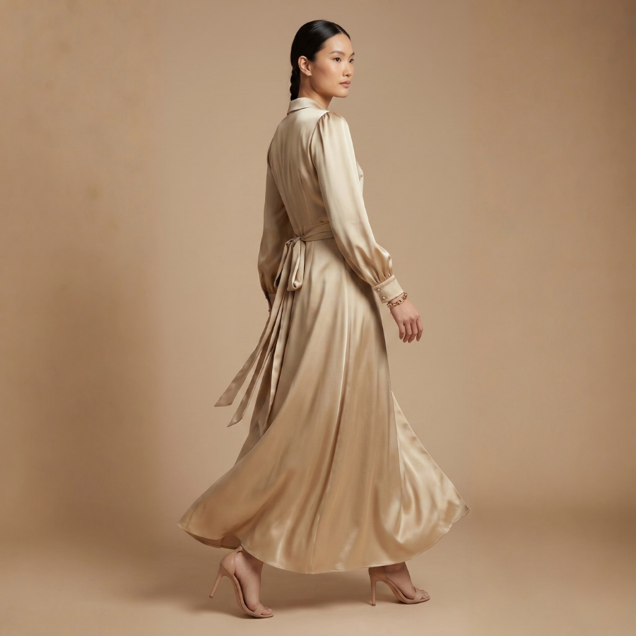 LUXURY SILK WAIST-TIE DRESS - Image 7