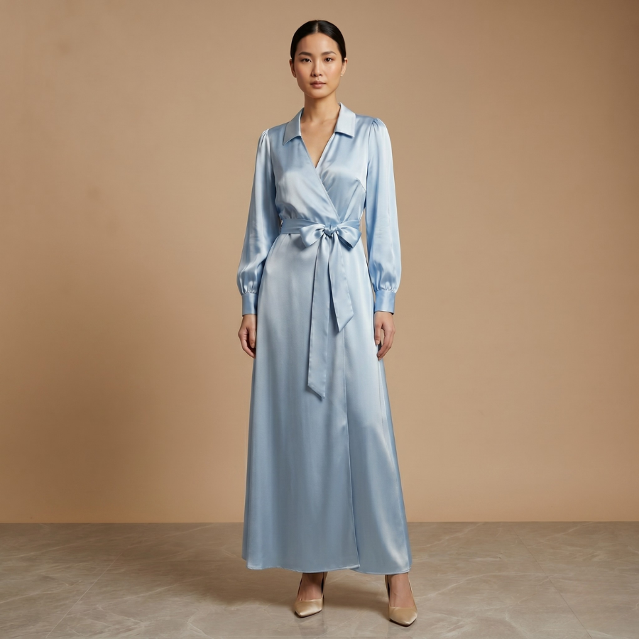 LUXURY SILK WAIST-TIE DRESS - Image 6