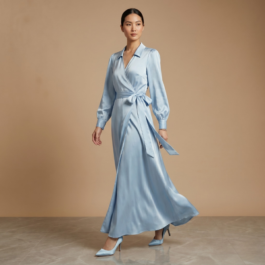 LUXURY SILK WAIST-TIE DRESS - Image 4