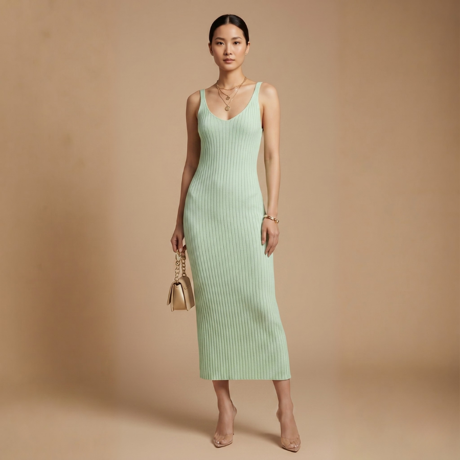 Minimalist V-Neck Strappy Dress