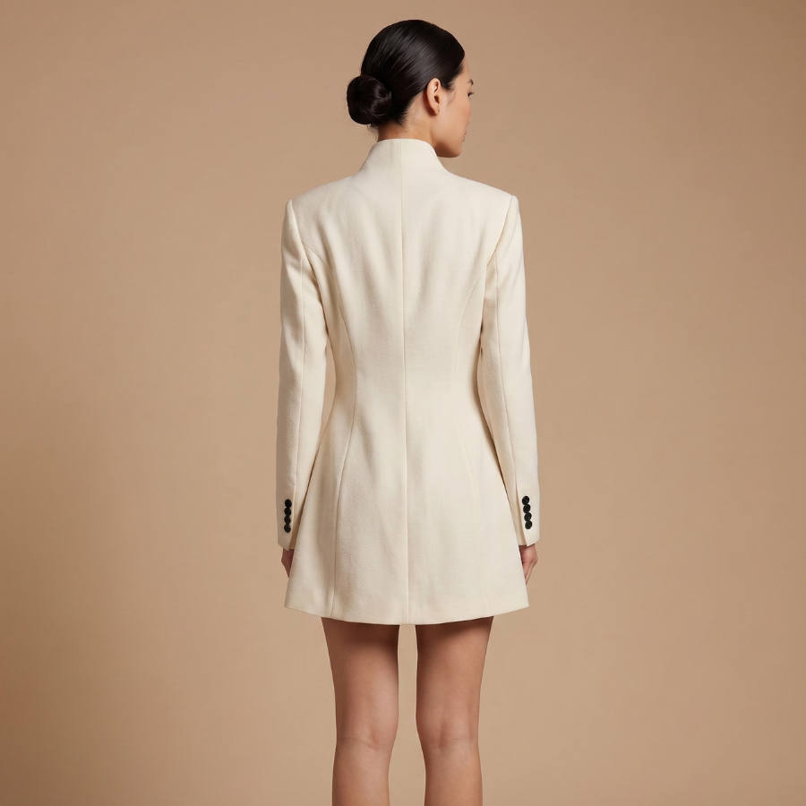 High-Neck Tailored Blazer Dress - Image 3