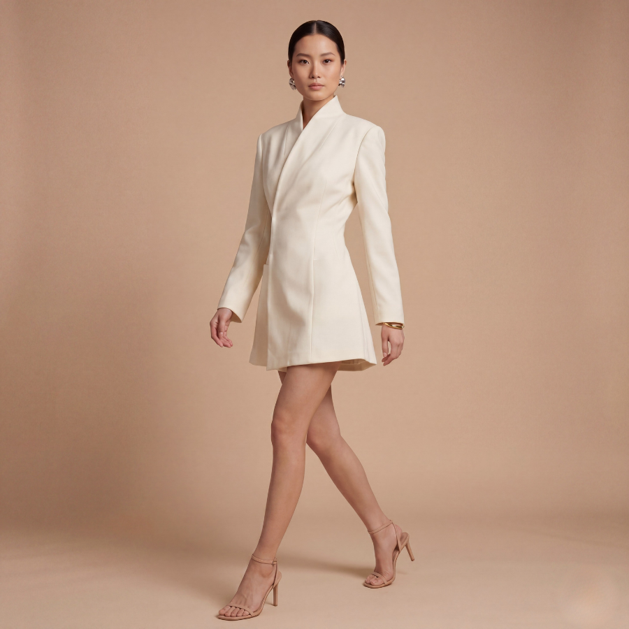 High-Neck Tailored Blazer Dress - Image 10