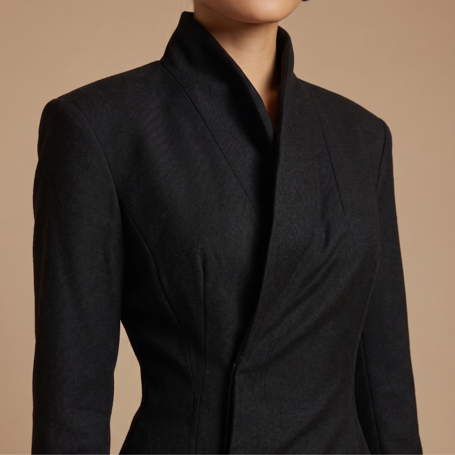 High-Neck Tailored Blazer Dress - Image 8